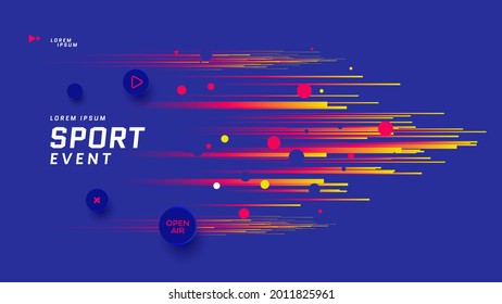 Sports event banner design in blue and red colors. Abstract cover with gradient lines. Vector illustration
