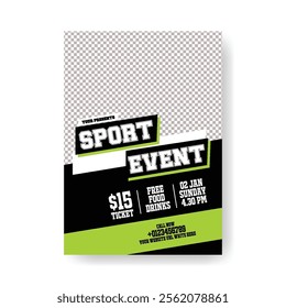 Sports event editable print flyer or poster template and fitness workout flyer poster, leaflet brochure cover design