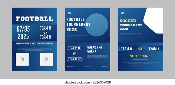 Sports event flyer design idea sample. Soccer tournament flyer design. Football event poster leaflet template. Tournament poster leaflet design. Flyer design bundle