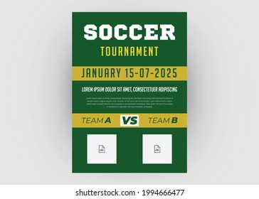 Sports event flyer design. Soccer tournament flyer design. Football event poster leaflet template. Tournament poster leaflet design.
