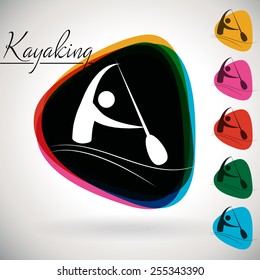 Sports Event icon/symbol - Canoeing and Kayaking. 1 Multicolor and 5 monotone options.