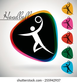 Sports Event icon/symbol - Handball. 1 Multicolor and 5 monotone options.