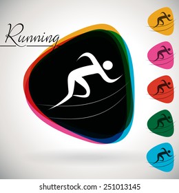 Sports Event icon/symbol - Running, Sprint, Athletics. 1 Multicolor and 5 monotone options. 