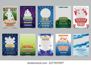 Sports event poster layout design template and football tournament flyer template design