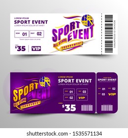 sports event ticket template design vector, clean and simple layout, toolkit event template design, modern and creative element white two option