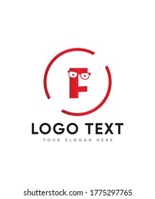 Sports eyeballs and eyeglasses letter type F logo template, Vector logo for business and company identity 