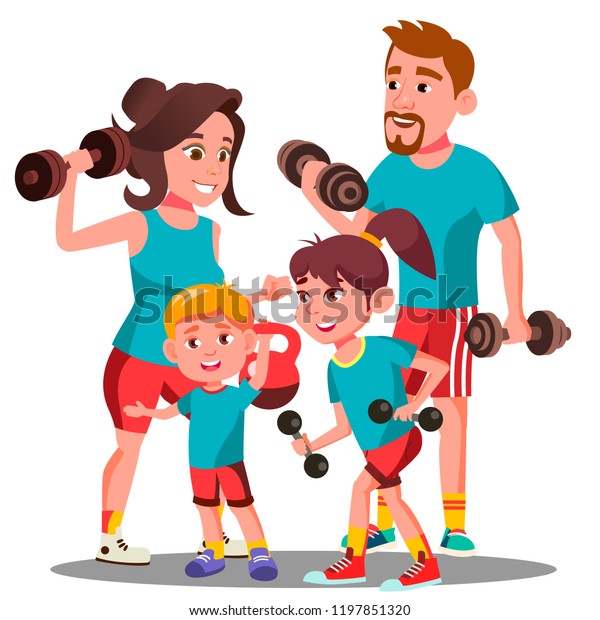 Sports Family Parents Children Doing Sports Stock Vector (Royalty Free ...