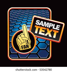 sports fan hand blue hexagon template