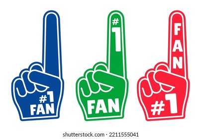 Sports Fans holding No. 1 Foam Fingers. Flat vector illustration.