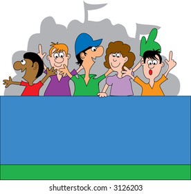 Sports Fans Yelling Outdoor Stadium Stock Vector (Royalty Free) 3126203 ...