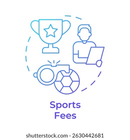 Sports fee blue gradient concept icon. Pe teacher, school coach. Achievement, competition. Round shape line illustration. Abstract idea. Graphic design. Easy to use in article, infographic