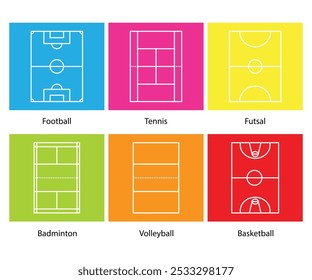 imagem da planta do campo do esporte com estilo de ilustração simples e design plano para ativos de design, ícones, logotipos, recursos da Web e outros