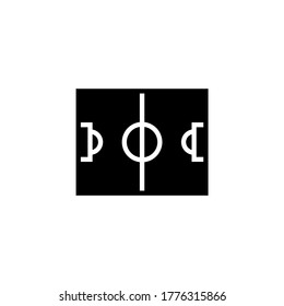 Sports field icon in black flat glyph, filled style isolated on white background