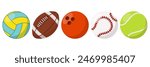 Sports fields. Sport balls. Playground sport concept. Sign, symbol, icon or logo isolated. Flat design. Cartoon vector illustration