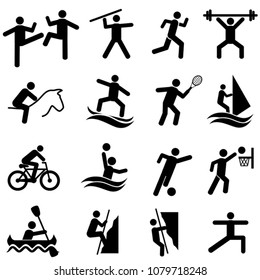 Sports, fitness, activity and exercise web icon set
