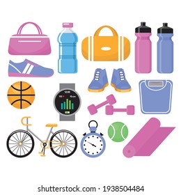 Sports Fitness Gear Isolated On White Background. Vector Illustration