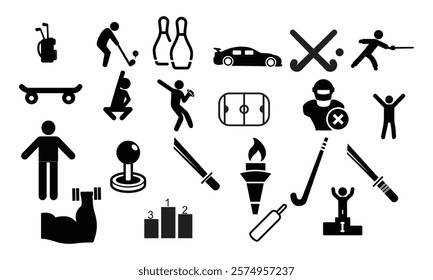Sports and Fitness Icon Set for User Interface Documents Websites and Mobile Applications