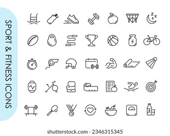 Sports and fitness icons set. Healthy lifestyle. Vector illustration