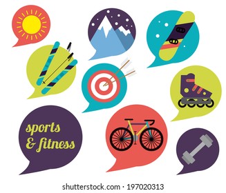 sports and fitness icons set. summer and winter activities.