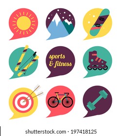 Sports And Fitness Icons Set. Summer And Winter Activities.