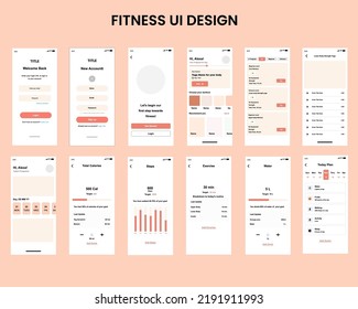 Sports and Fitness mobile app kit template for mobile application.