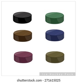 Sports and Fitness symbol, Illustration Collection of Ice Hockey Pucks Isolated on A White Background.
