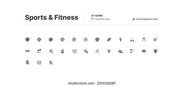 Iconos de la interfaz de usuario Deportes y Fitness Pack Duotone Style