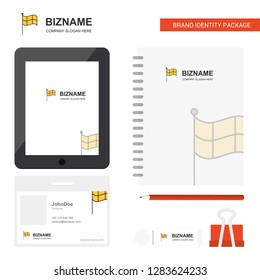Sports Flag Business Logo, Tab App, Diary PVC Employee Card and USB Brand Stationary Package Design Vector Template