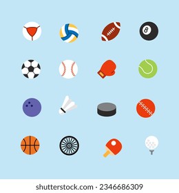 Sports Flat Icons Set vector illustration.