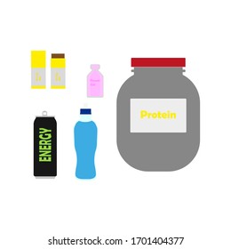 sports food supplements on white background vector