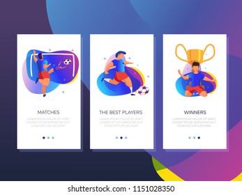 Sports football application. Mobile app templates, concept vector illustration flat design.
