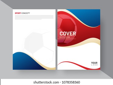 Sports or Football Newsletter Cover Design with waves and soccer ball, space for your text.