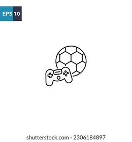 Sports game ball and joystick outline icon Vector illustration