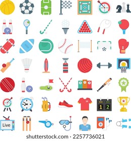 Sports Game icons set, sports game set, sports icons, game icons pack, activity vector set, sports collections, Sport Flat icons set
