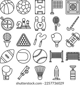 Sports Game icons set, sports game set, sports icons, game icons pack, activity vector set, sports collections, Sport outline icons set