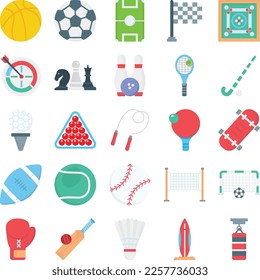 Sports Game icons set, sports game set, sports icons, game icons pack, activity vector set, sports collections, Sport Flat icons set