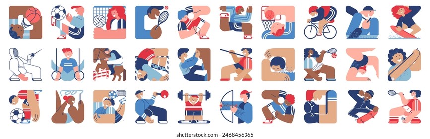 Sports games. Athletes. Sports. Athletics. Modern flat style sketch vector illustration