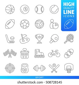 Sports and games high quality trendy black line icons. Vector illustration
