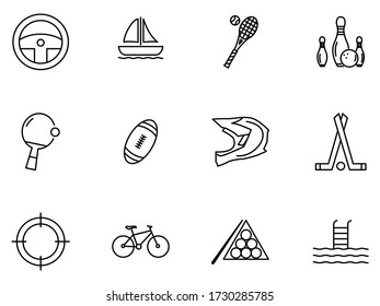 Sports and Games icon set with outline style vector for your web design, logo, UI. illustration