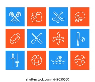 sports and games icons, linear style