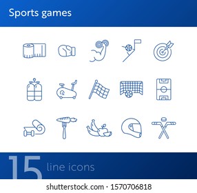 Sports games line icon set. Soccer, gym, hobby. Training concept. Can be used for topics like physical activity, exercising, competition