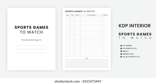 Sports Games To Watch List Printable Template Sporting Event TV Episode Planner