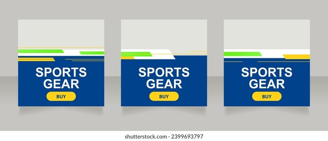 Sports gear and equipment shop web banner design template. Vector flyer with text space. Advertising placard with customized copyspace. Printable poster for advertising