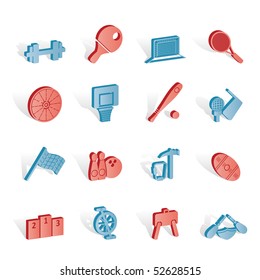 Sports gear and tools - vector icon set