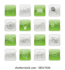 Sports gear and tools - vector icon set