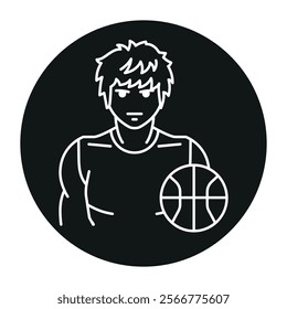 Sports genre of manga color line icon. Character in anime style. Vector isolated element. Editable stroke.