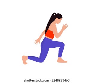 Sports girl in fitness clothes. Dynamic movement. Woman exercise workout in gym fitness logo design. Healthy lifestyle bodybuilding, Athlete builder muscles lifestyle vector design and illustration.