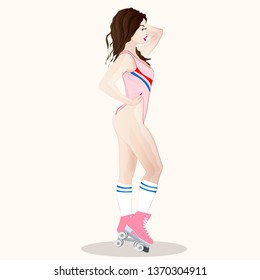 Sports girl on the rollers vector art