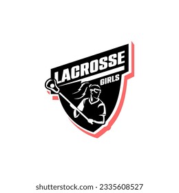 Deportes Mujeres Lax Lacrosse Equipo Club Equipo Equipo Vector de plantilla de logotipo femenino