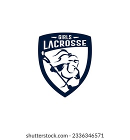 Sports Girls Woman Lax Lacrosse Team Club Team Feminine Logo Template Vector